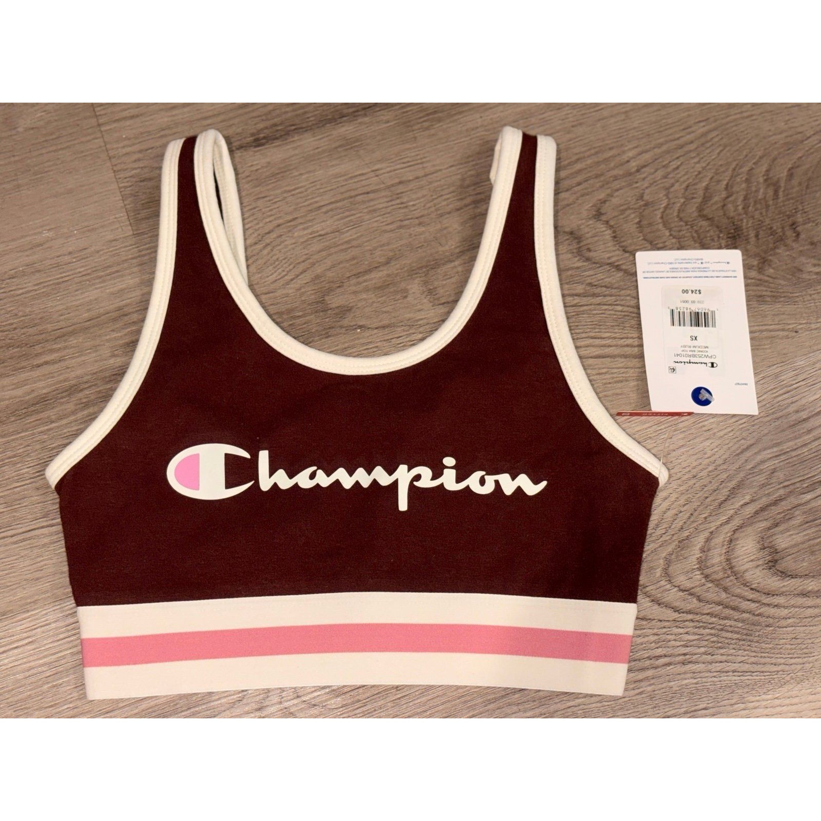 Women’s Xs Champion Sports Bra Maroon / Pink Nwt
